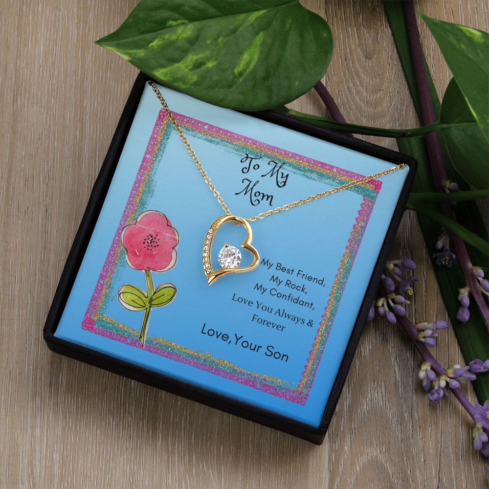 To My Mom Heart Necklace
