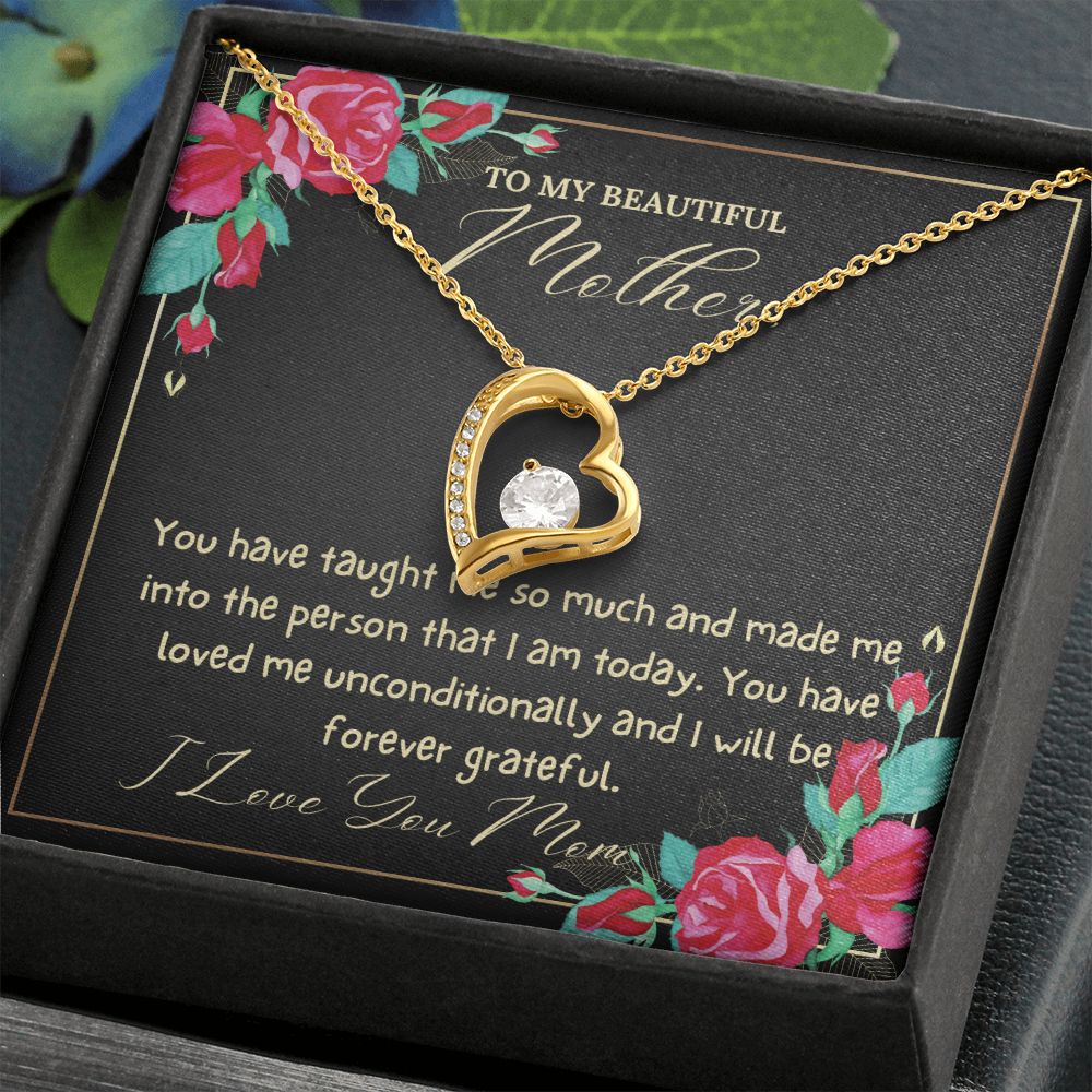 To My Beautiful Mother Heart Necklace