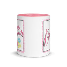 Load image into Gallery viewer, Bonjour Mug with Pink Color Inside
